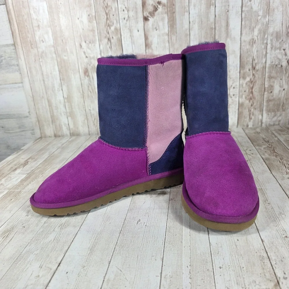 UGG Australia‎ Kids Classic Colorblock Boots Purple Pink Blue Size 6